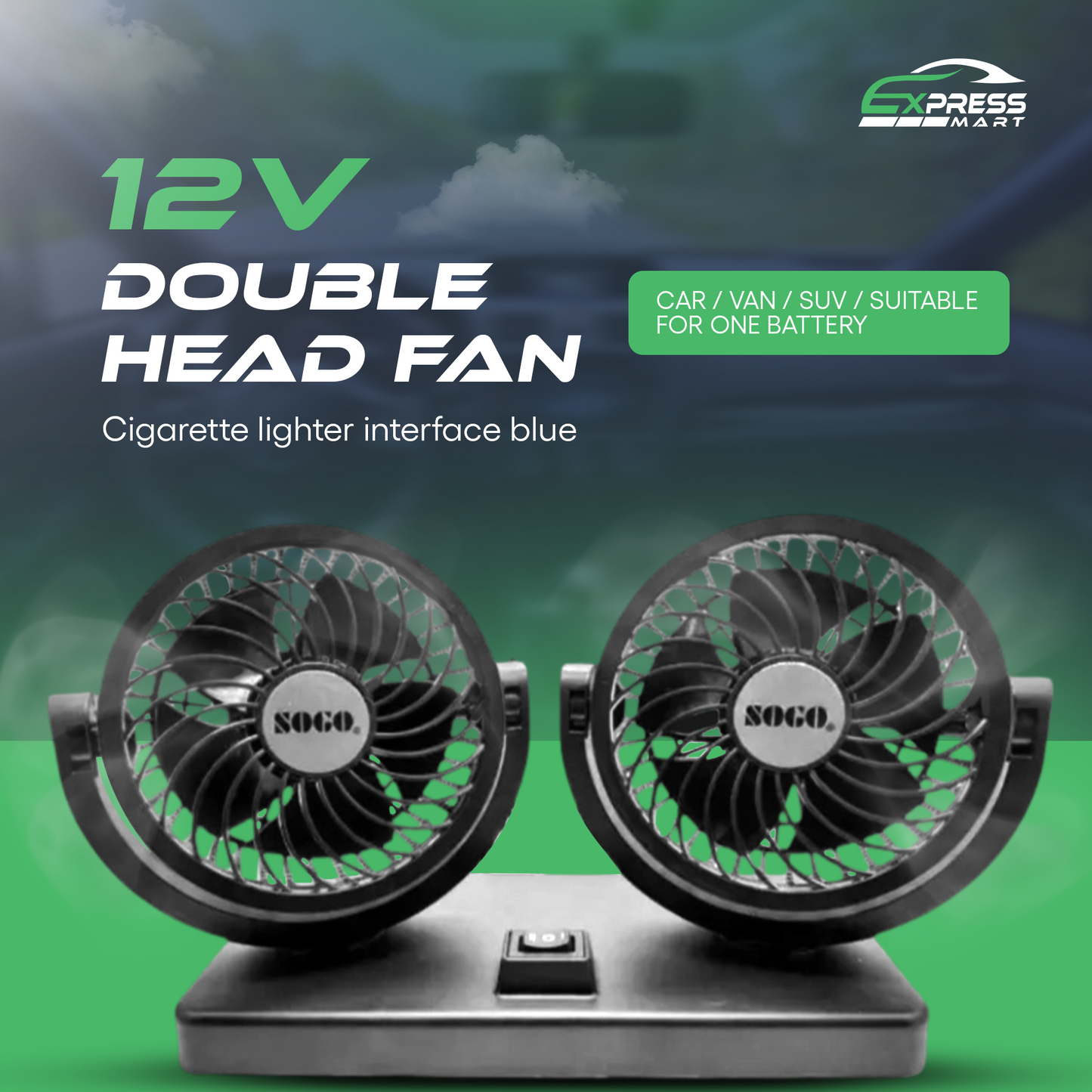 SOGO DOUBLE HEADED FAN 12V